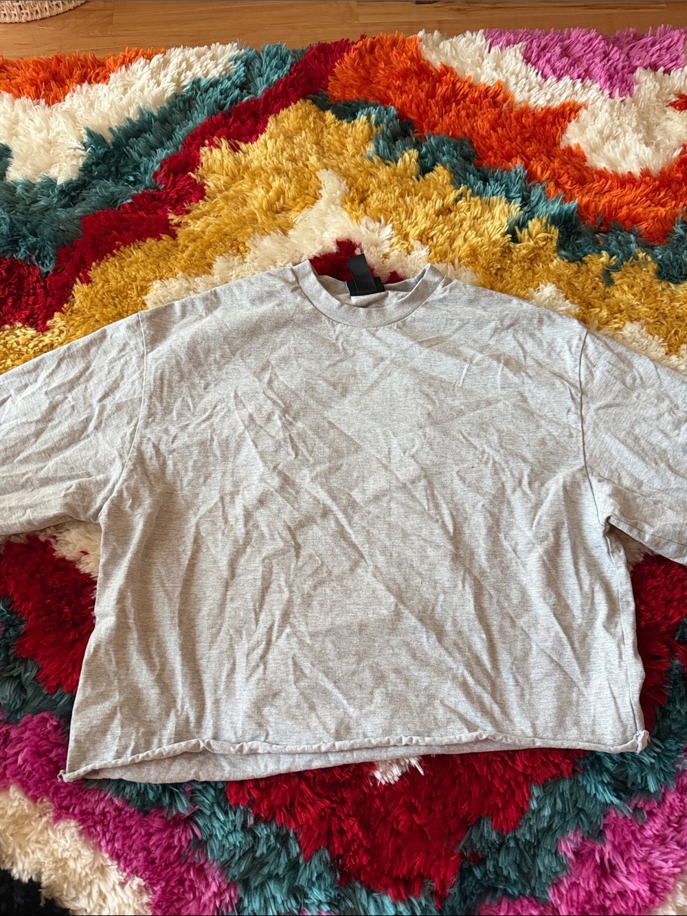 Women’s Boxy Cropped Top in Light Gray